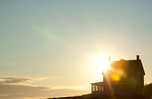 sunset view over house