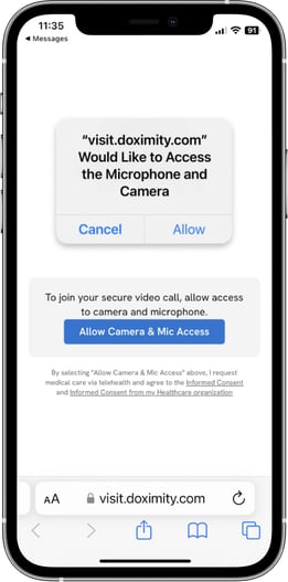 Each time you are prompted to allow your microphone and camera to access, click to allow