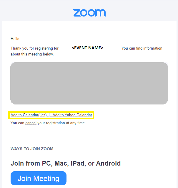 zoom confirmation
